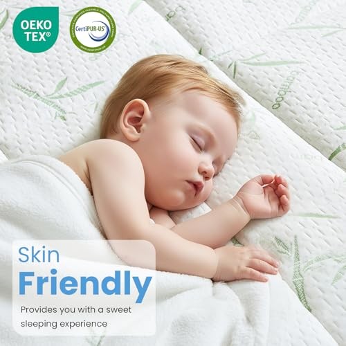 Dual Layer 4 Inch Mattress Topper Memory Foam Mattress Topper Queen Blue White