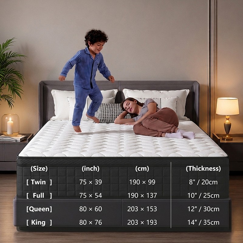 8″10″12″14″ Twin Full Queen King Size Mattress in a Box Hybrid Spring MemoryFoam