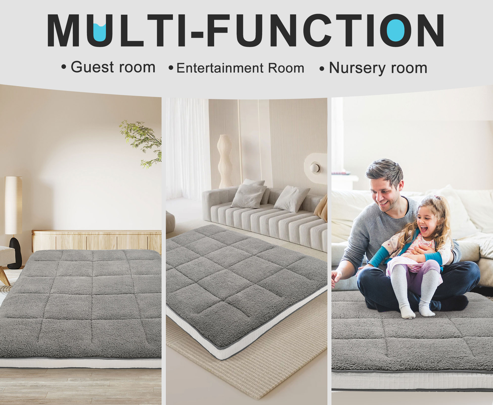 MOPHOTO Japanese Mattress Futon Mattress Foldable Sherpa Fleece Mattress Topper