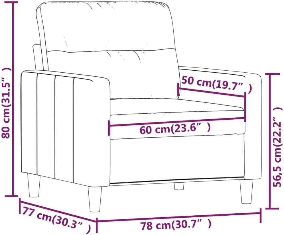 Modern Sofa Chair Bla 23.6″ Fabric Upholstered Armchair with Thi