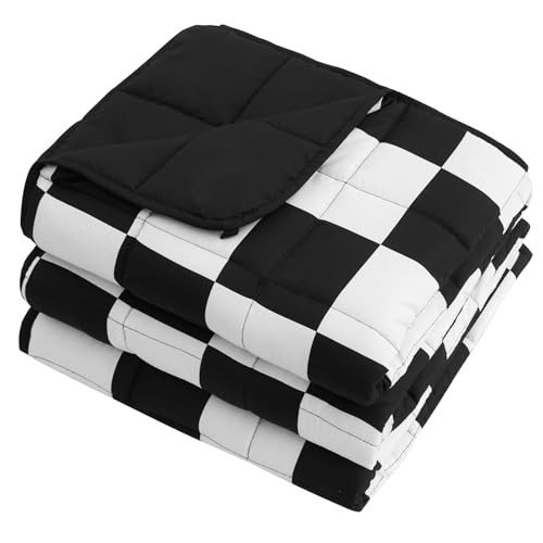 Weighted Blanket for Adults 20lbs, 88″x104″ King 88″x104″-20lbs Black Checkered