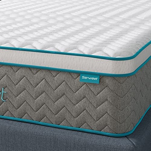 Serweet 8 Inch Bamboo Charcoal Memory Foam Mattress STB08T – White/Gray