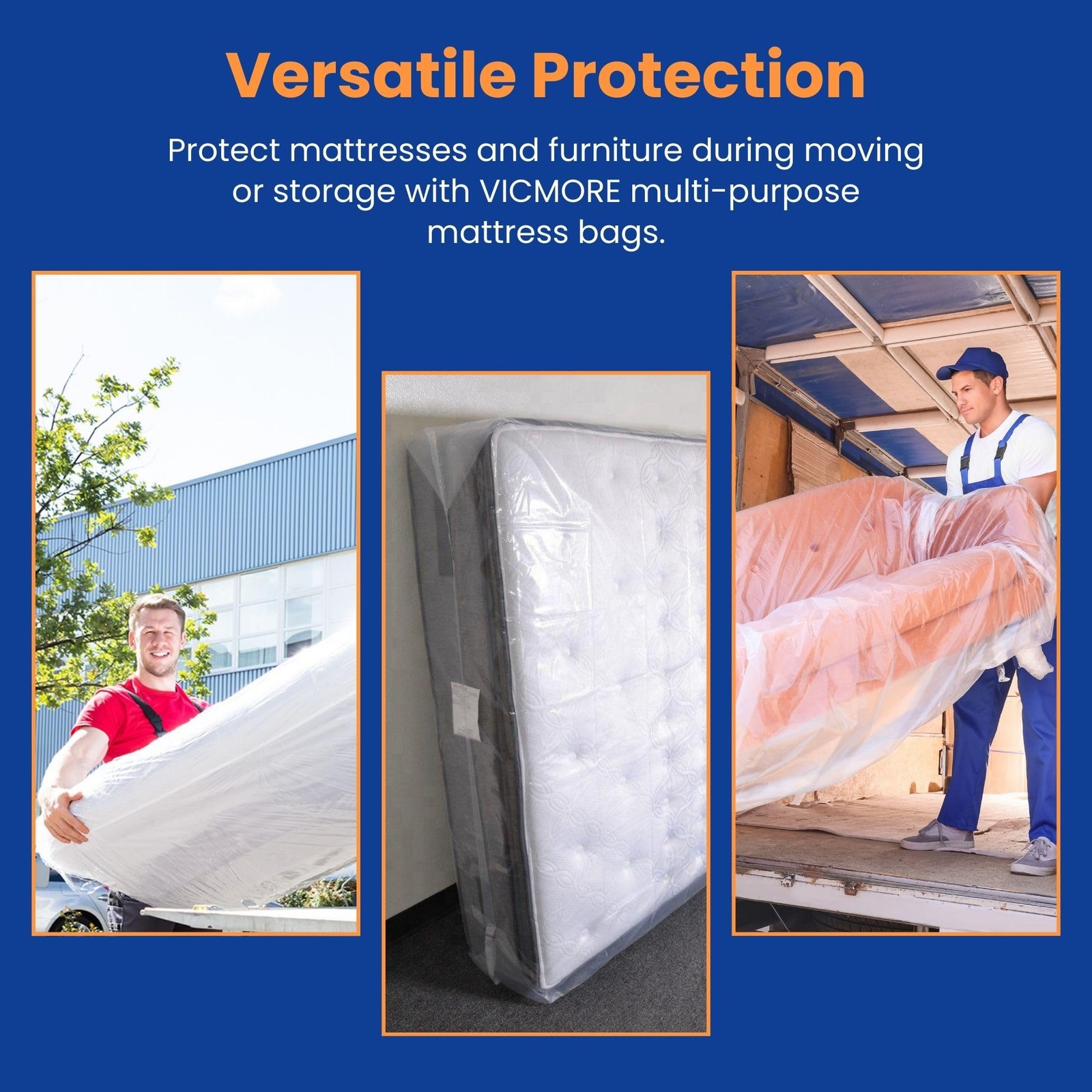 VICMORE 3mil Heavy-Duty Plastic Mattress Bag for King/Cal King King, Clear