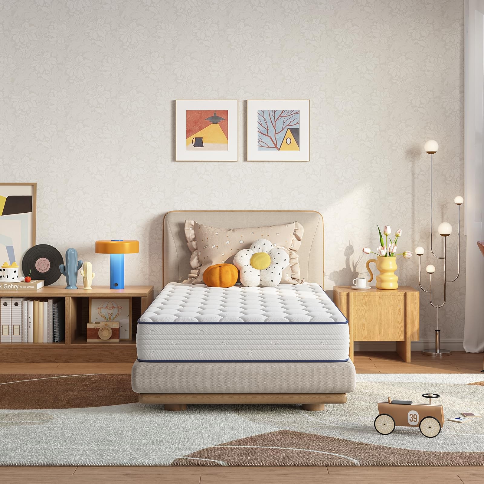 6 Inch Twin Mattress,Bonnell Spring Hybrid Mattresses for Spine & Cooling Com…