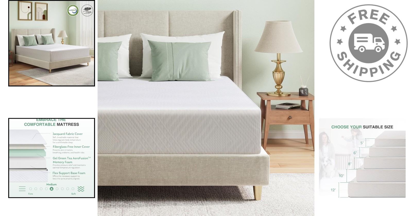 Eco-Friendly 12-Inch Twin Mattress with Pressure Relief – Perfect for Daybeds