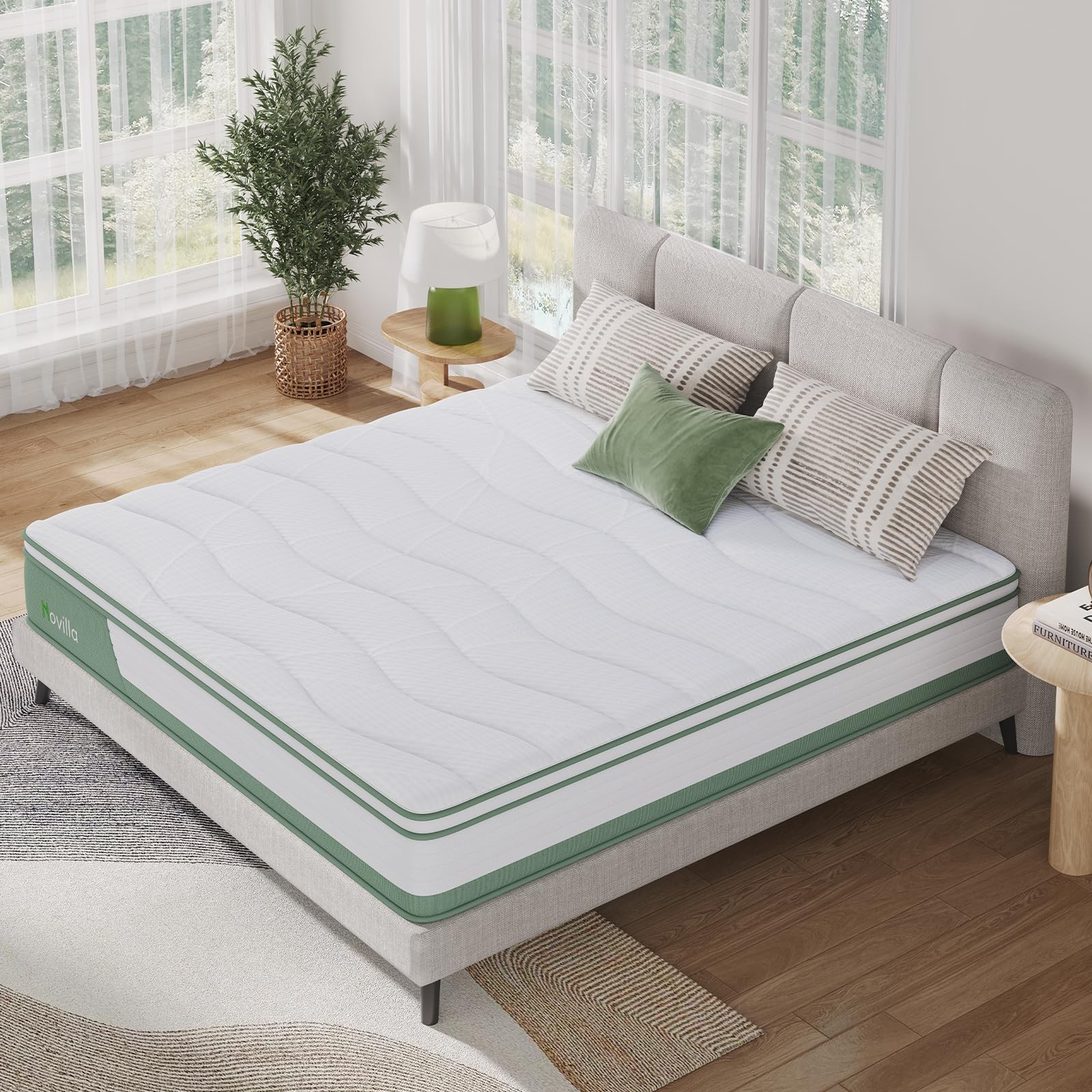 Mattress Queen, 12 Inch 5-Zone Hybrid Mattress with Gel Memory Foam for Press…