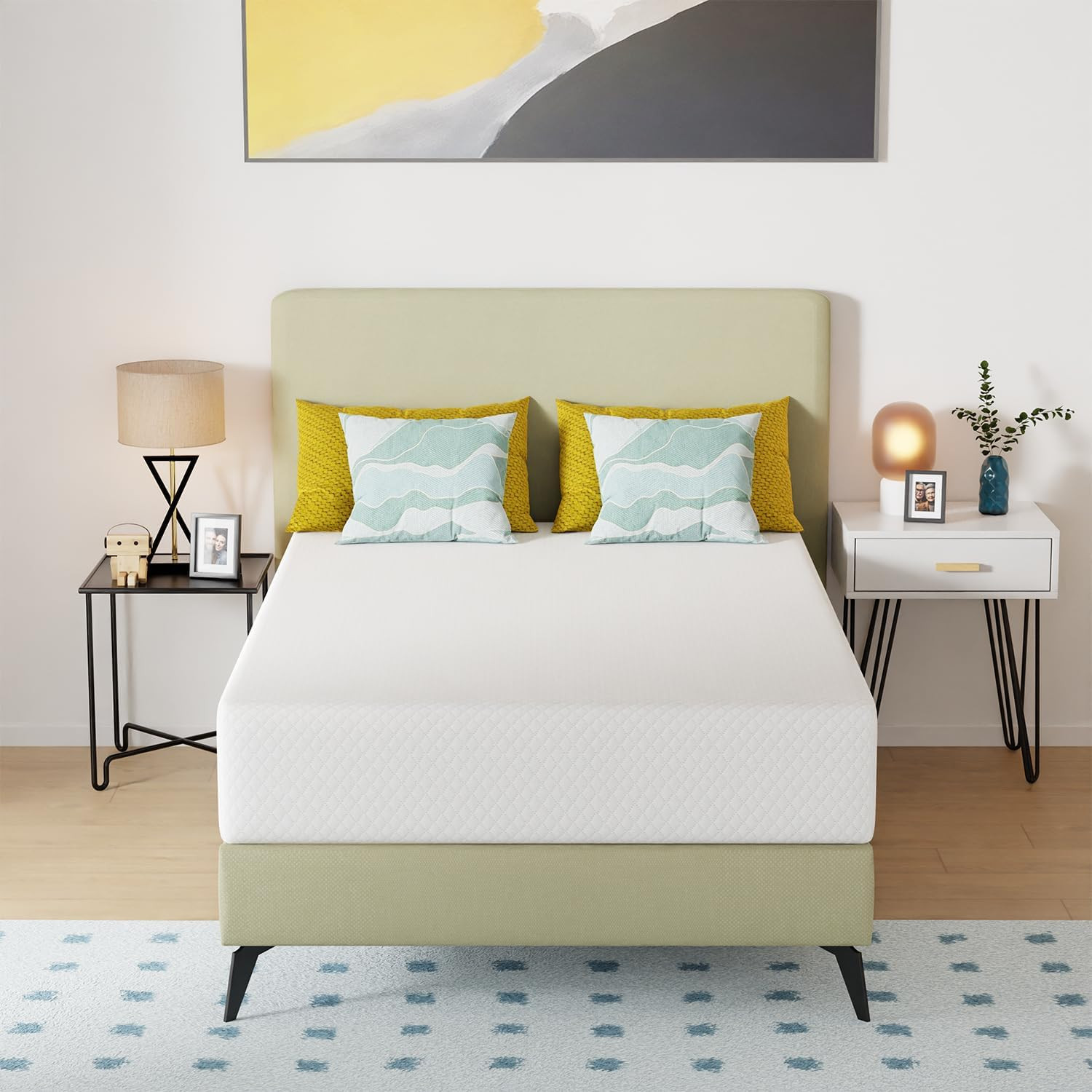 | 12 Inch Full Mattress | Medium Firm | Gel Memory Foam Mattress | White | Bed i