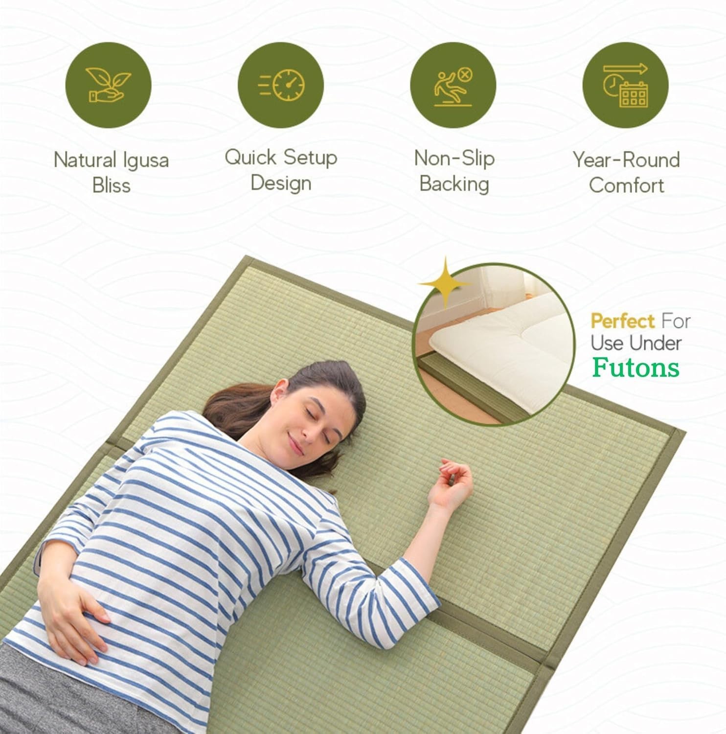 Handmade Japanese Tatami Mat, Natural Rush Grass Futon