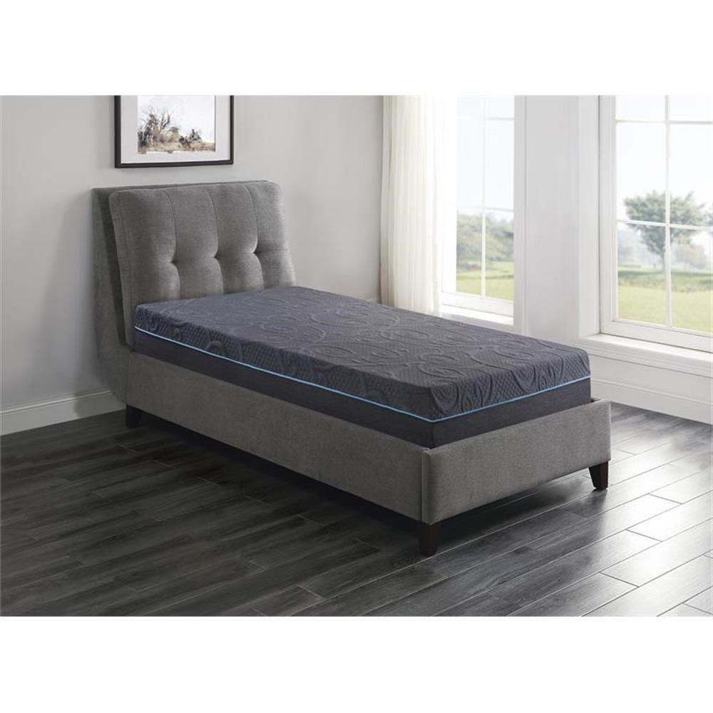 Pemberly Row 11″ Fabric Twin Gel Memory Hybrid Mattress in Gray