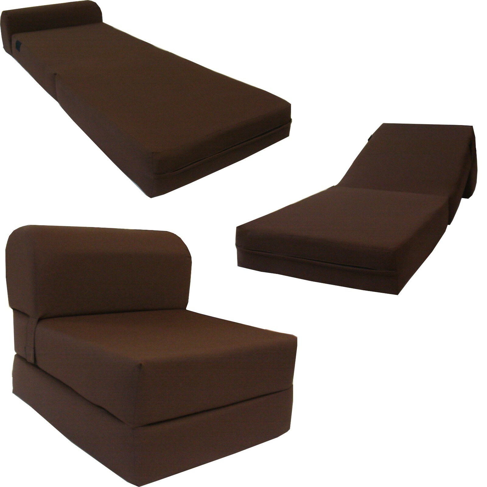 Portable Sleeper Chair Folding Foam Beds, Sofa, Couches 6x24x70 Brown