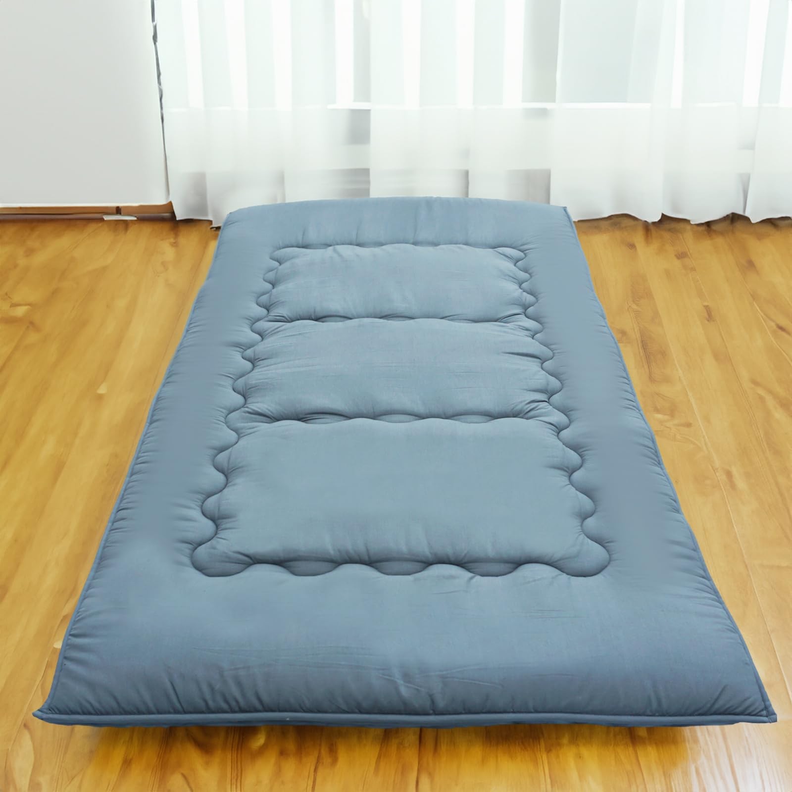 Japanese Floor Mattress Futon Mattress with Cover (Grey, Full 80″ L x 54″ W x…