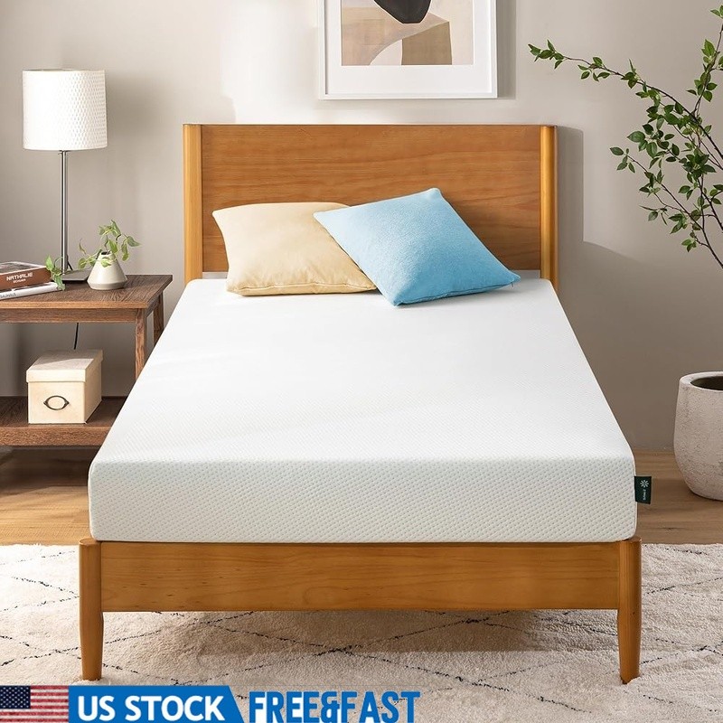 5 Inch Twin Green Tea Memory Foam Mattress Fiberglass free Medium Firm