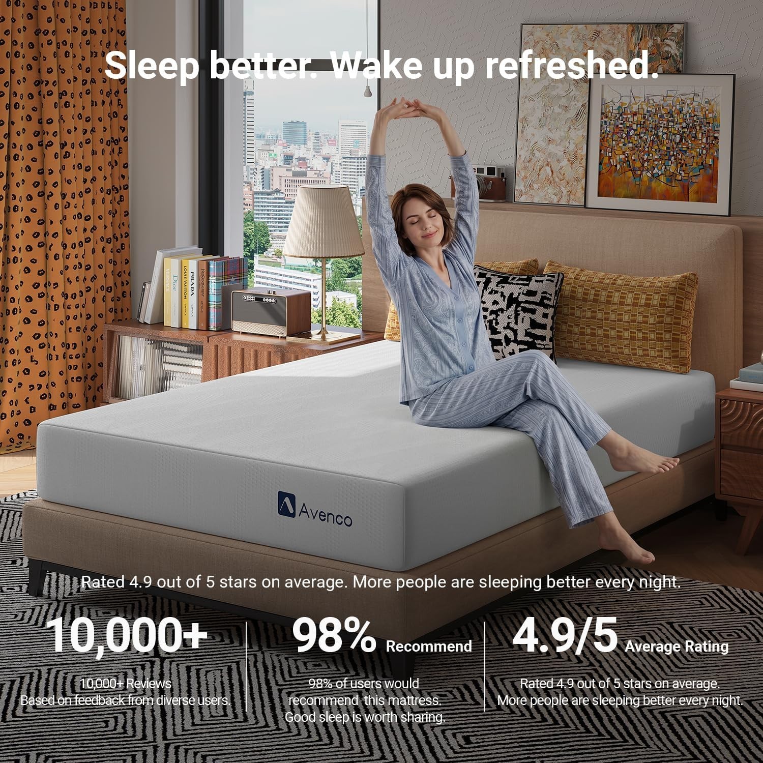 Twin XL Gel Memory Foam Mattress 8 Inch Cool Breathable Open-Cell Foam