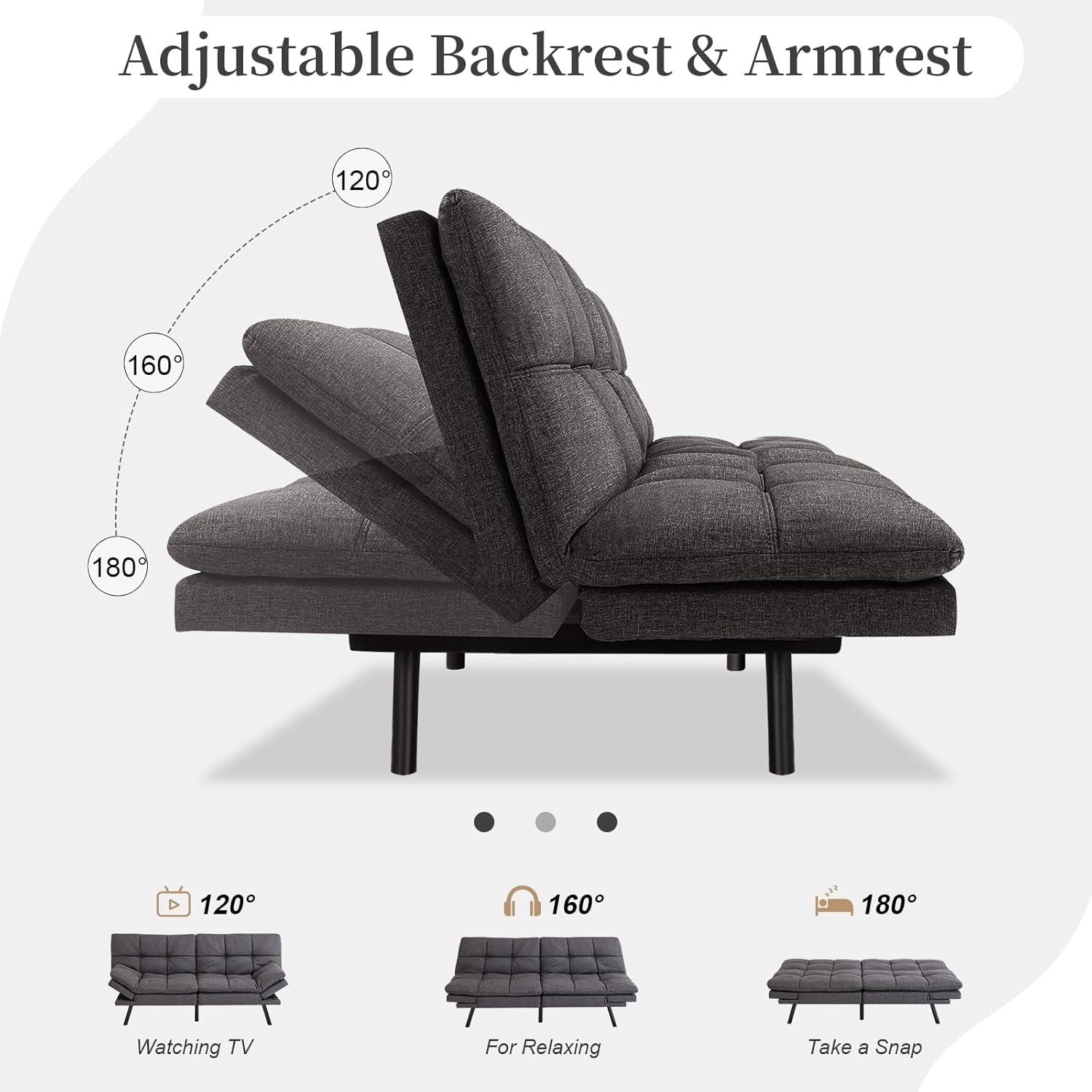 Futon Sofa Bed Convertible Memory Fo Couch Bed, Modern Sleeper