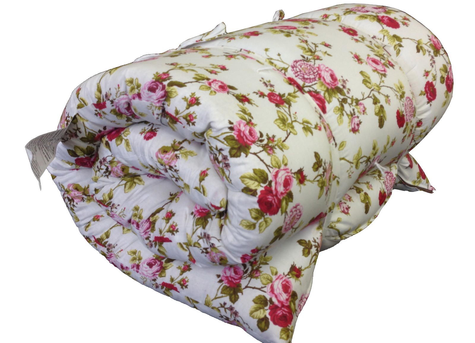 Red Roses White Traditional Japanese Floor Rolling Futon Mattress, Thai Mat