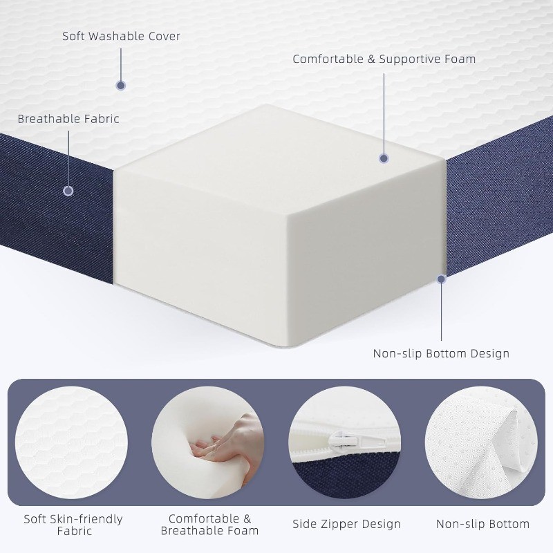 Tri Folding Mattress,4 Inch Foldable Foam Mattress with Breathable and Washable