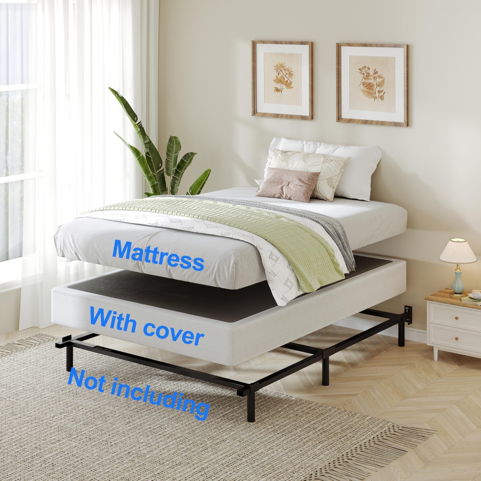 Twin Size Low Profile Box Spring – 5 Inch Mattress Foundation, Heavy Duty Steel