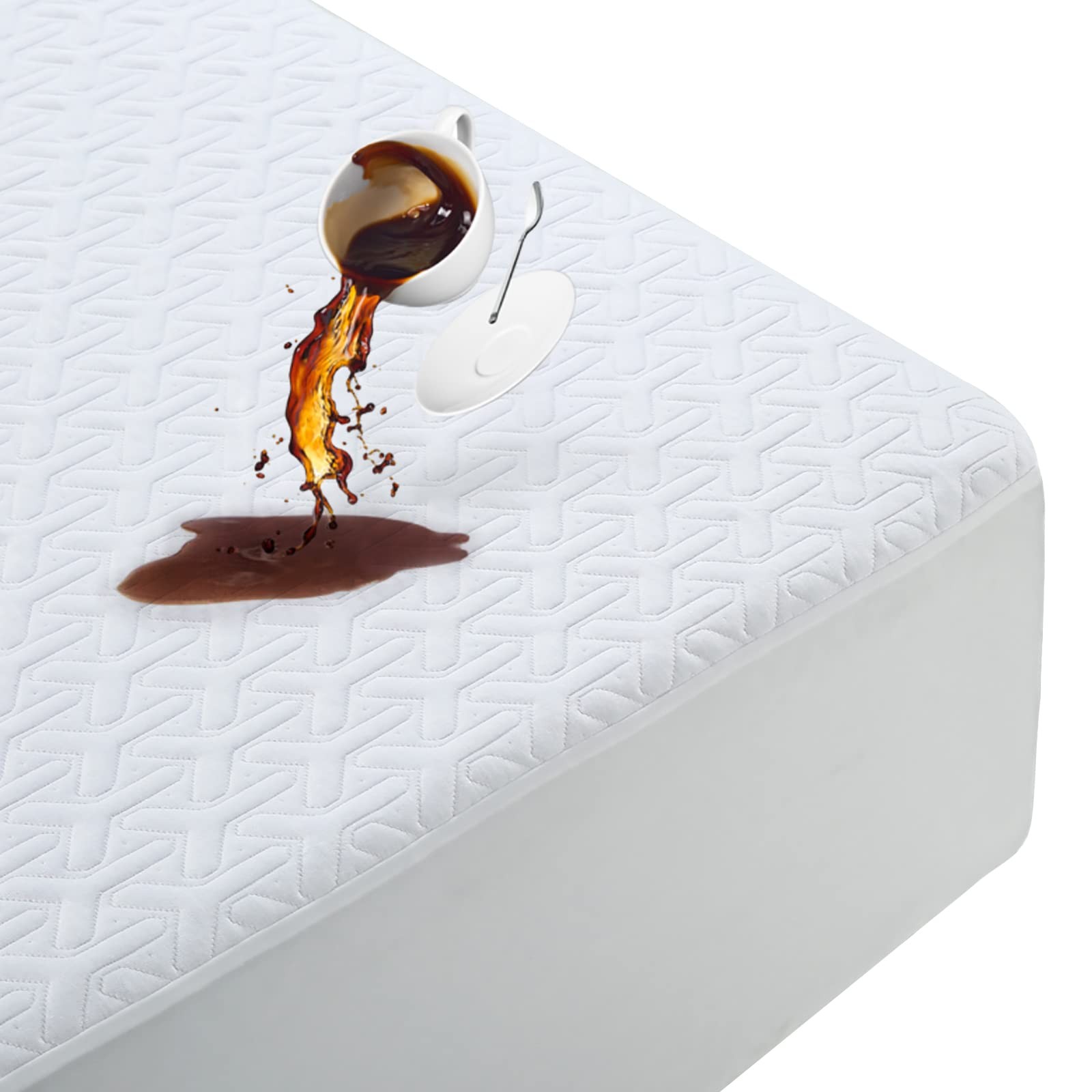 Premium Waterproof Mattress Protector Queen Size,4D Air Cooling Queen, White