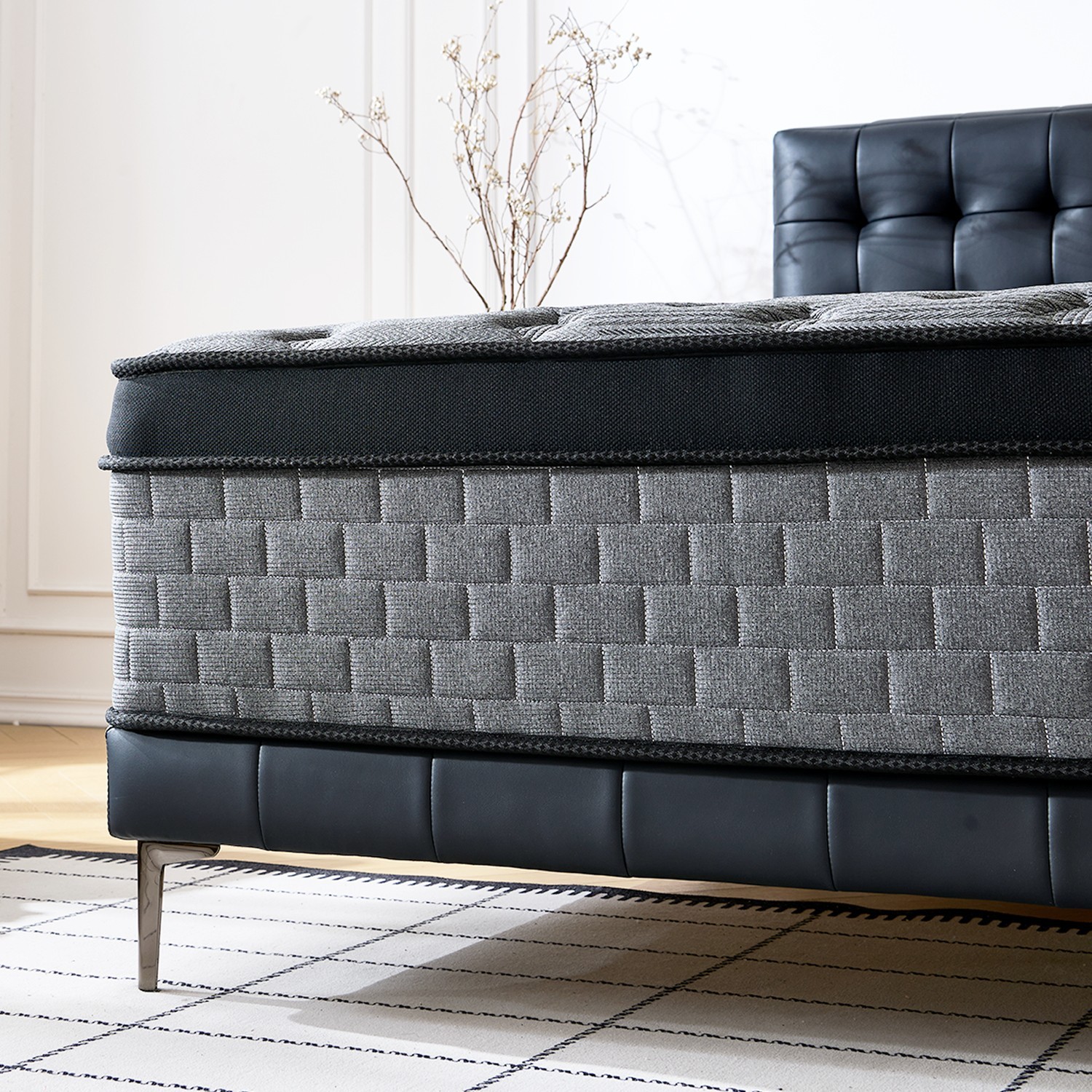 12 14 Inch Queen Hybrid Mattress Pocket Spring Cooling Gel Foam Medium Firm Grey