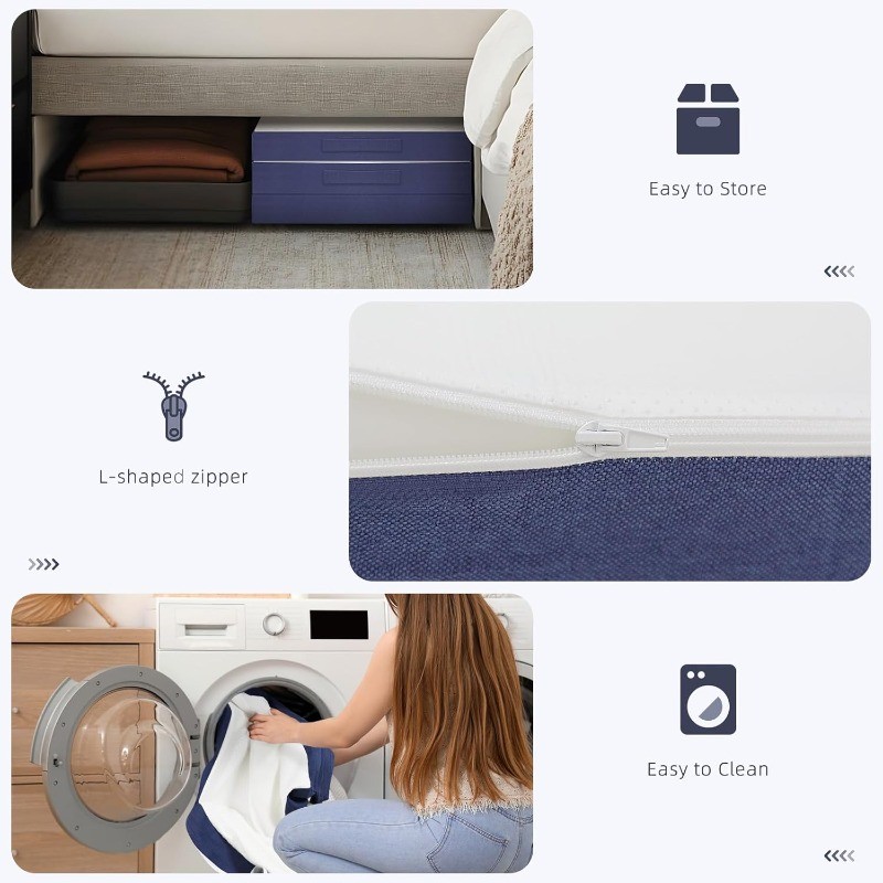 Tri Folding Mattress,4 Inch Foldable Foam Mattress with Breathable and Washable