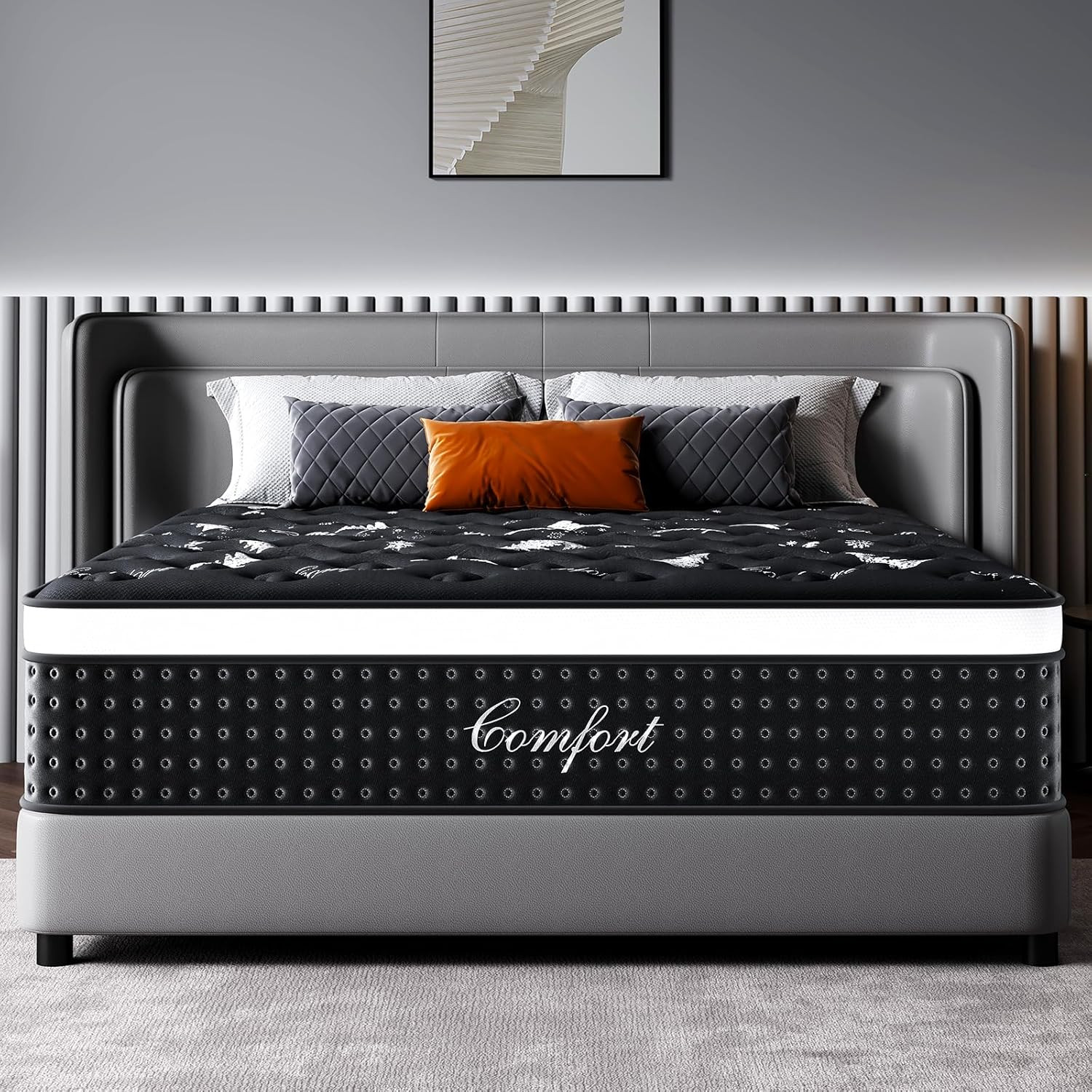 12″ Queen Hybrid Memory Foam Mattress for Back Pain Relief & Comfort