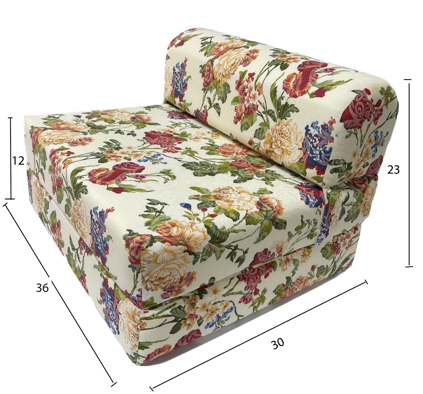 Big Roses 6 x 36 x 70 Sleeper Chair Folding Foam Beds, Studio Guest Sofa Bed