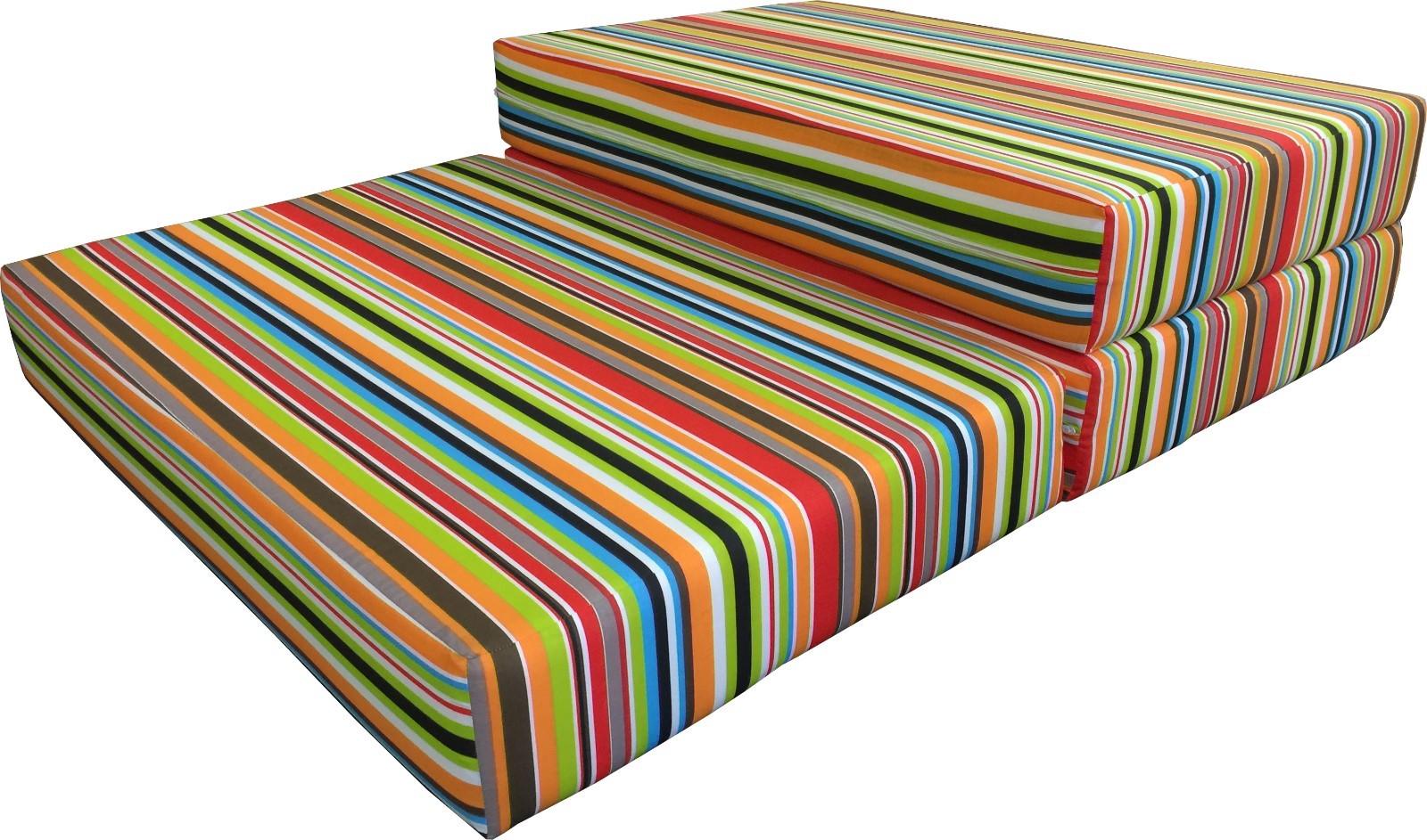 Twin Multi Stripes Trifold Foam Bed, 6 x 39 x 75 Folding Mattress 1.8 lb Density