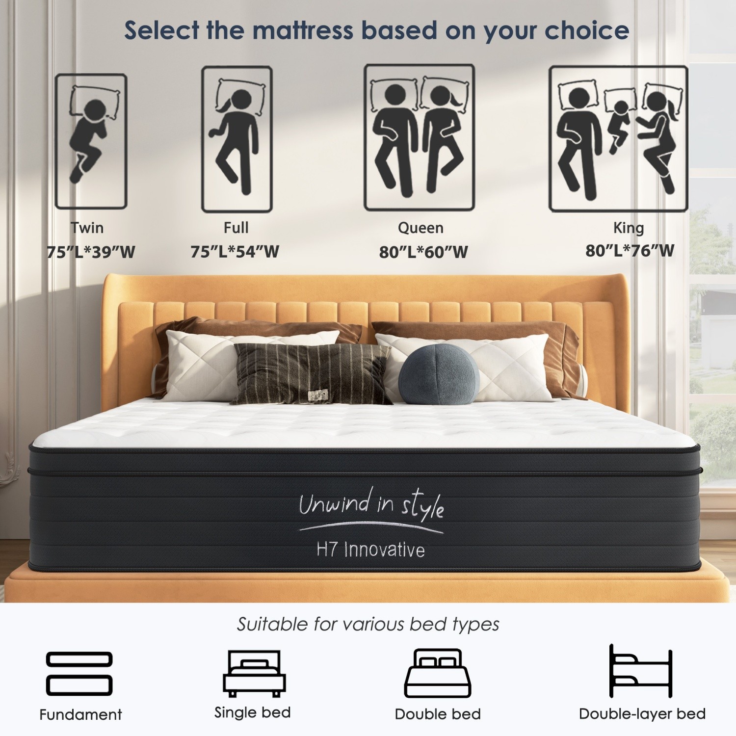 Twin/Full/Queen/King 10in Mattress Hybrid-Pocket Springs Memory Foam CertiPUR-US
