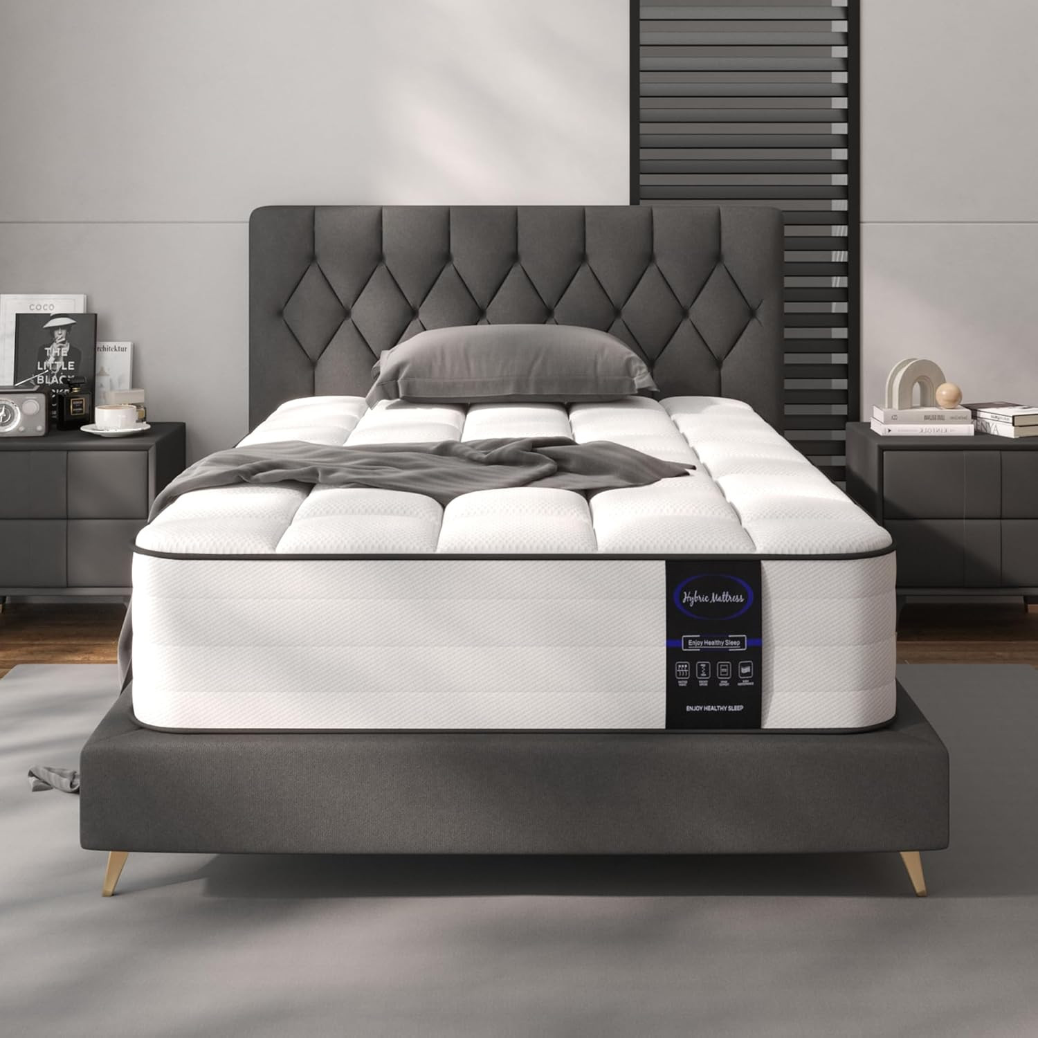 LETMOON 8 Inch Full Size Mattress, Hybrid Full Mattress in a Box, Medium-Firm Hi