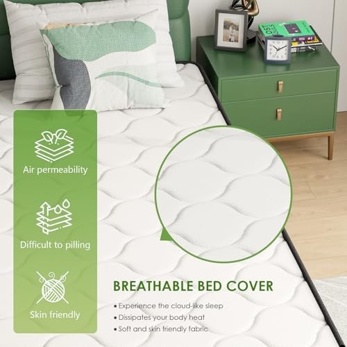 Queen Mattress 6 Inch Medium Firm Hybrid Pocket Spring Foam Breathable Bed in a