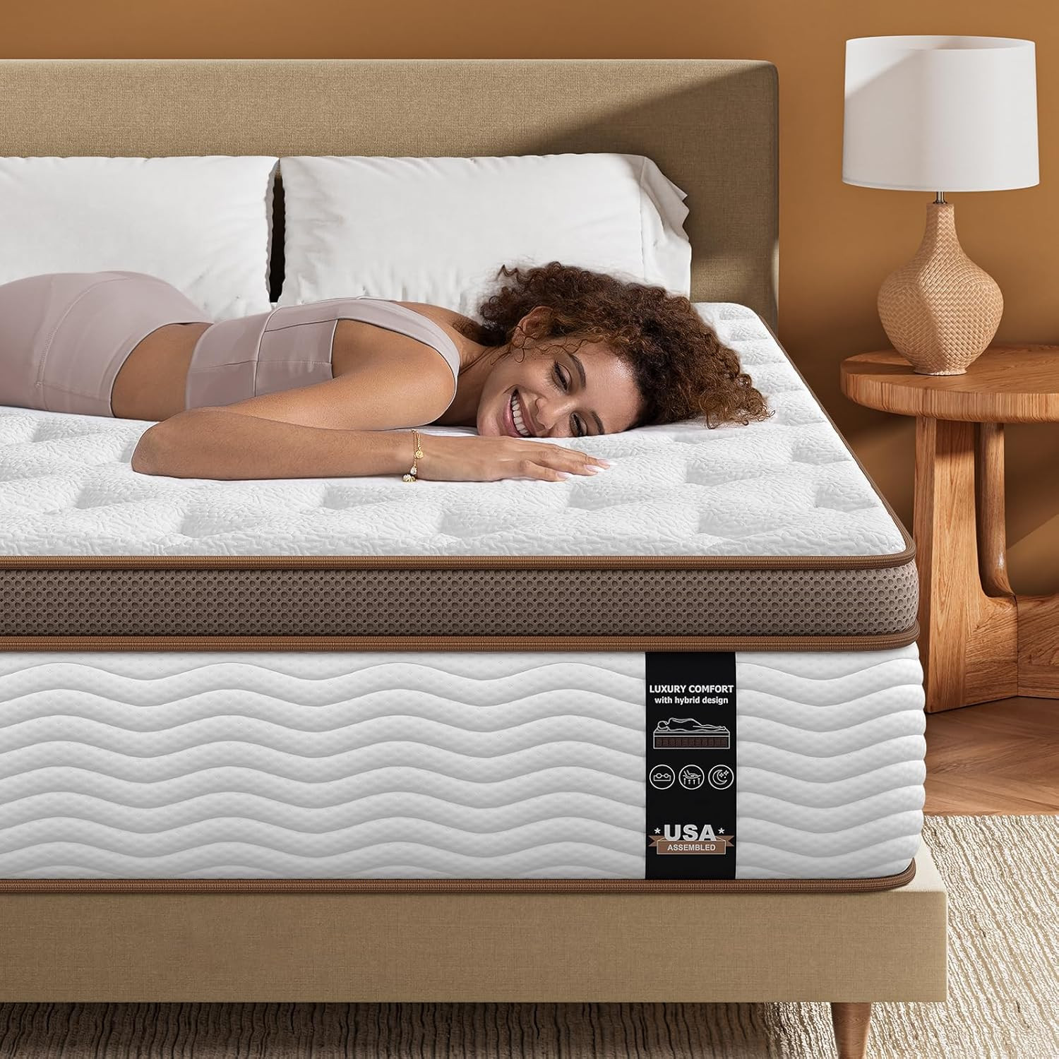 Queen Mattress 14 Inch – Firm Hybrid Mattress with Orthopedic Spinal Support for