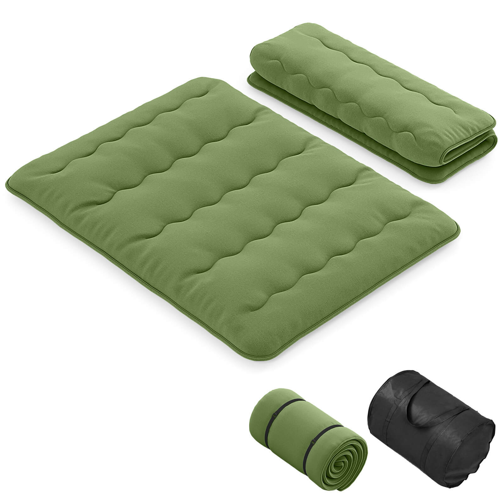 Queen Futon Mattress Washable Cover Carry Bag Green Japanese Floor Pad