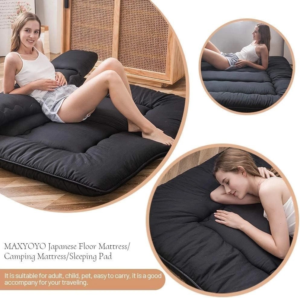Durable 4-Inch Tatami Mattress – Lightweight Black Futon for Kids & Adults