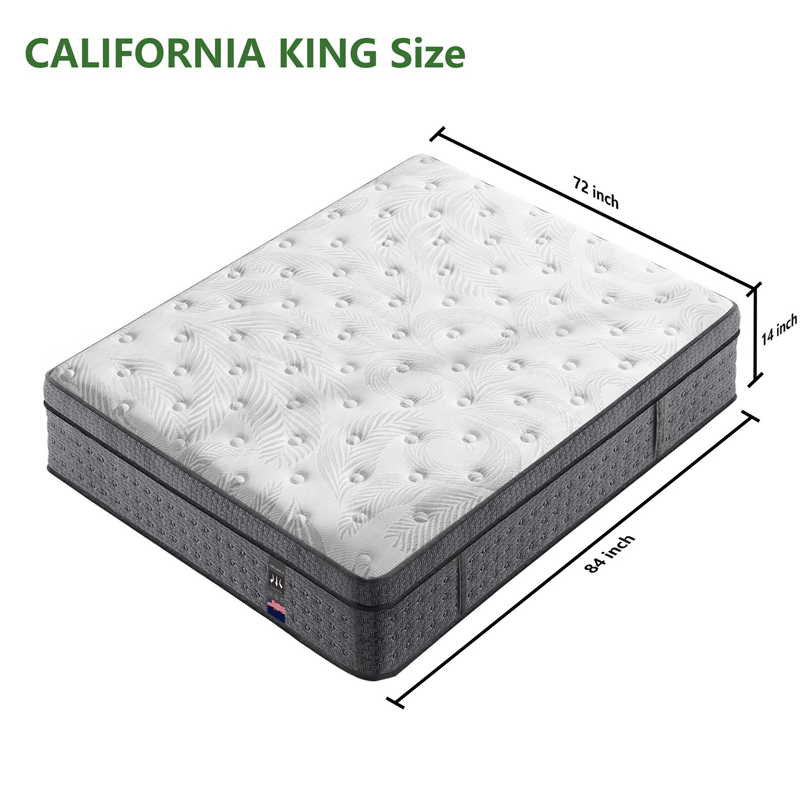 14″ California King Hybrid Spring Gel Memory Foam Mattress in a Box,Edge Support