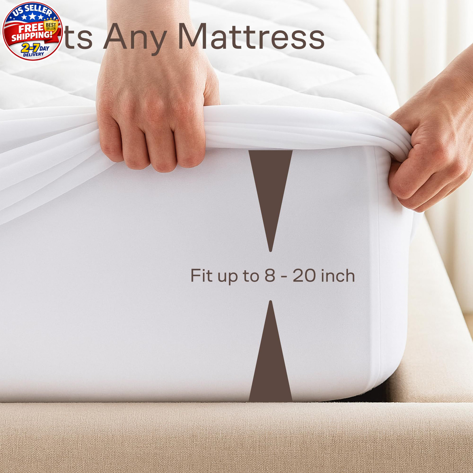 Niagara Cotton Mattress Pad Queen 60×80 – Non Noisy Cooling Queen, White