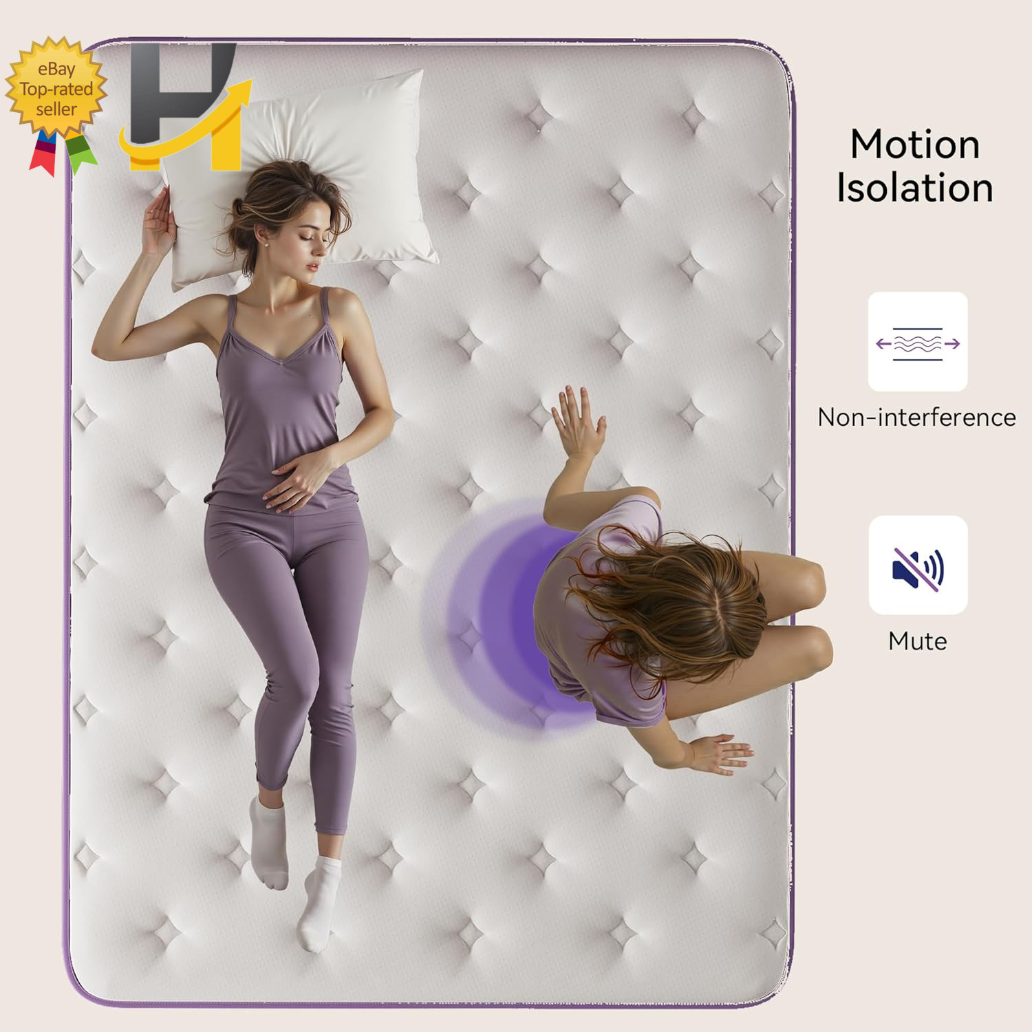 12″ Queen Mattress Purple Hybrid Mattress with Gel Memory Foam & Pocket Springs