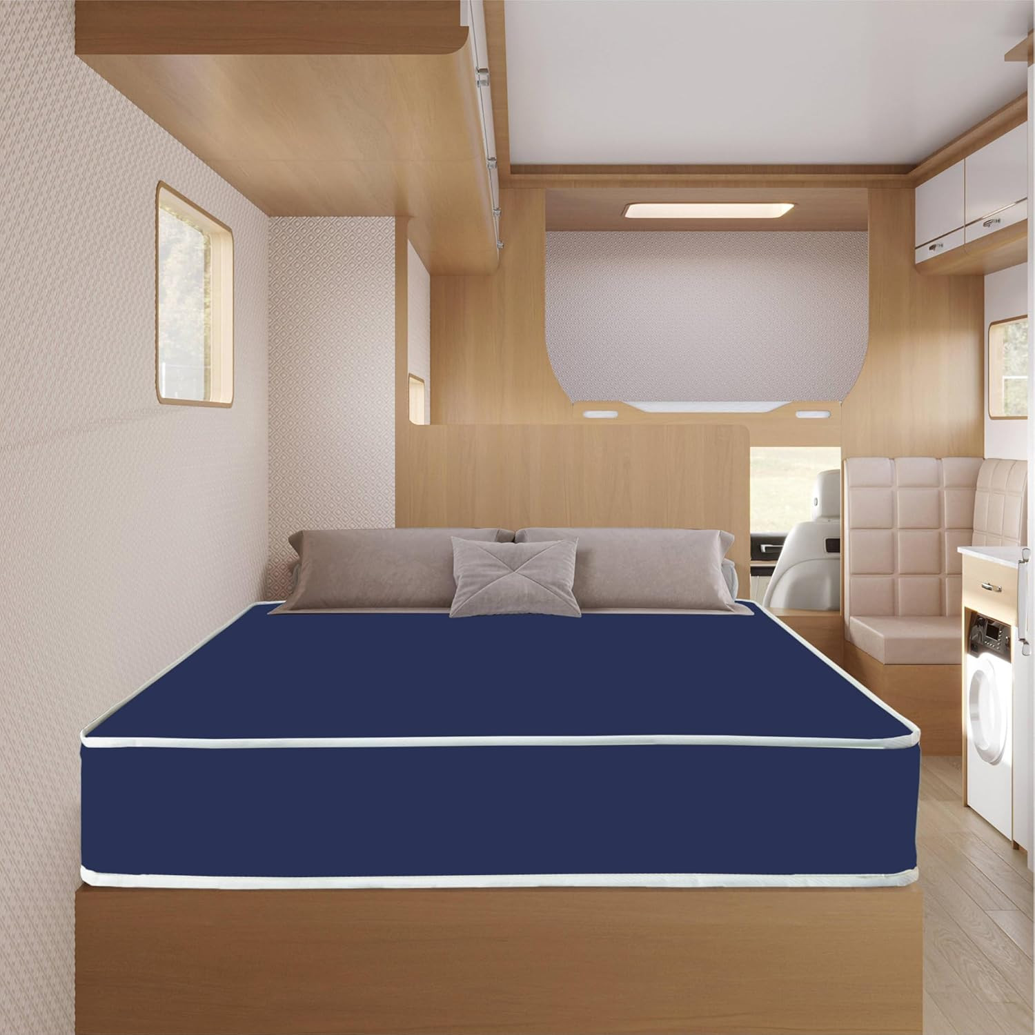 Blue 8-Inch Medium Firm Water-Resistant Foam Mattress – Easy Clean & Quiet Full