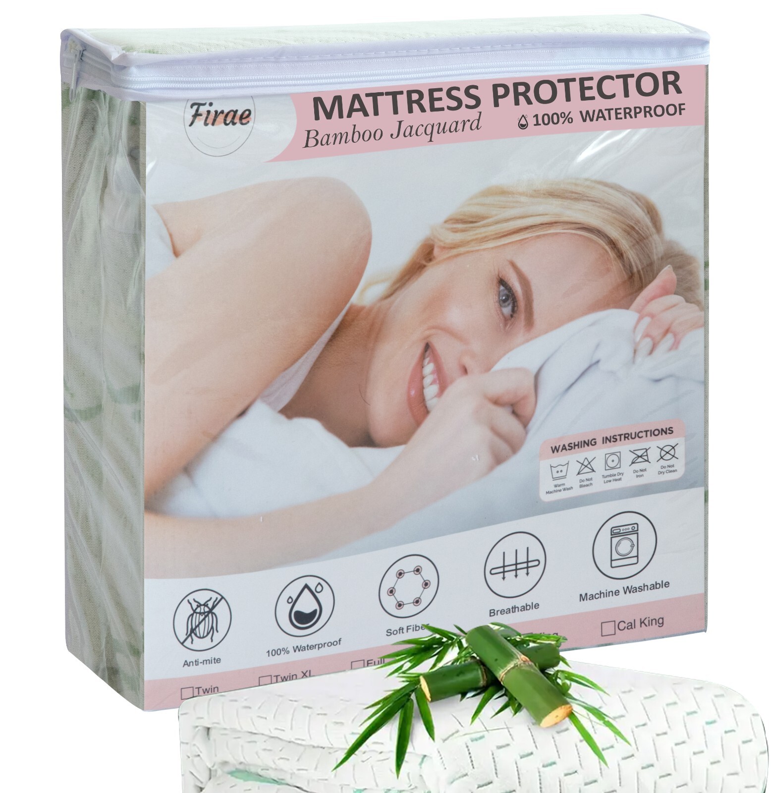 Premium Bamboo Jacquard Soft Breathable Waterproof Deep Pocket Mattres Protector