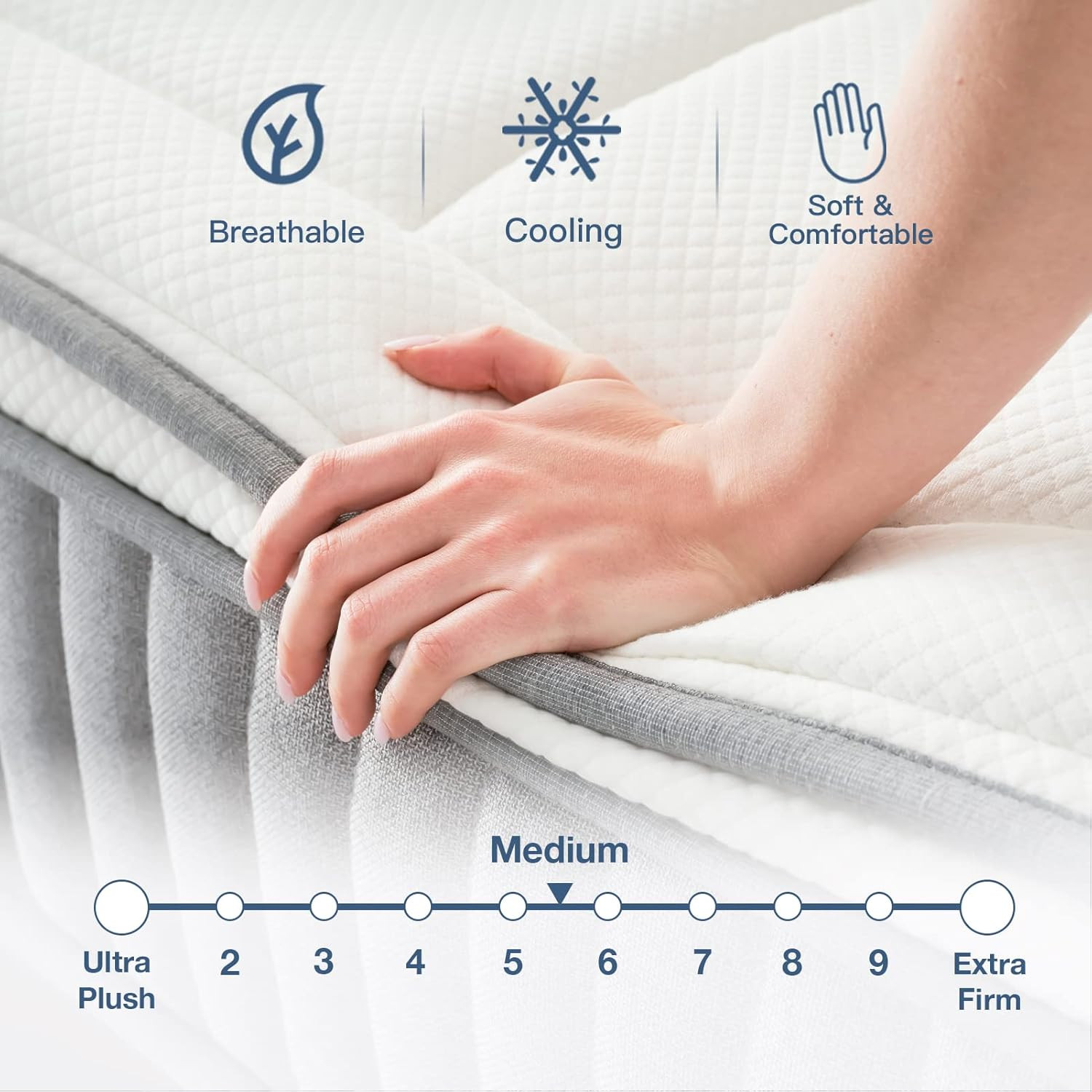 DIGLANT 12″ Queen Hybrid Mattress – Euro Top Gel Foam & Pocket Springs, Medium F