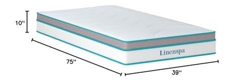 Linenspa 10 Inch Memory Foam Spring Hybrid Mattress Medium Feel Twin Size