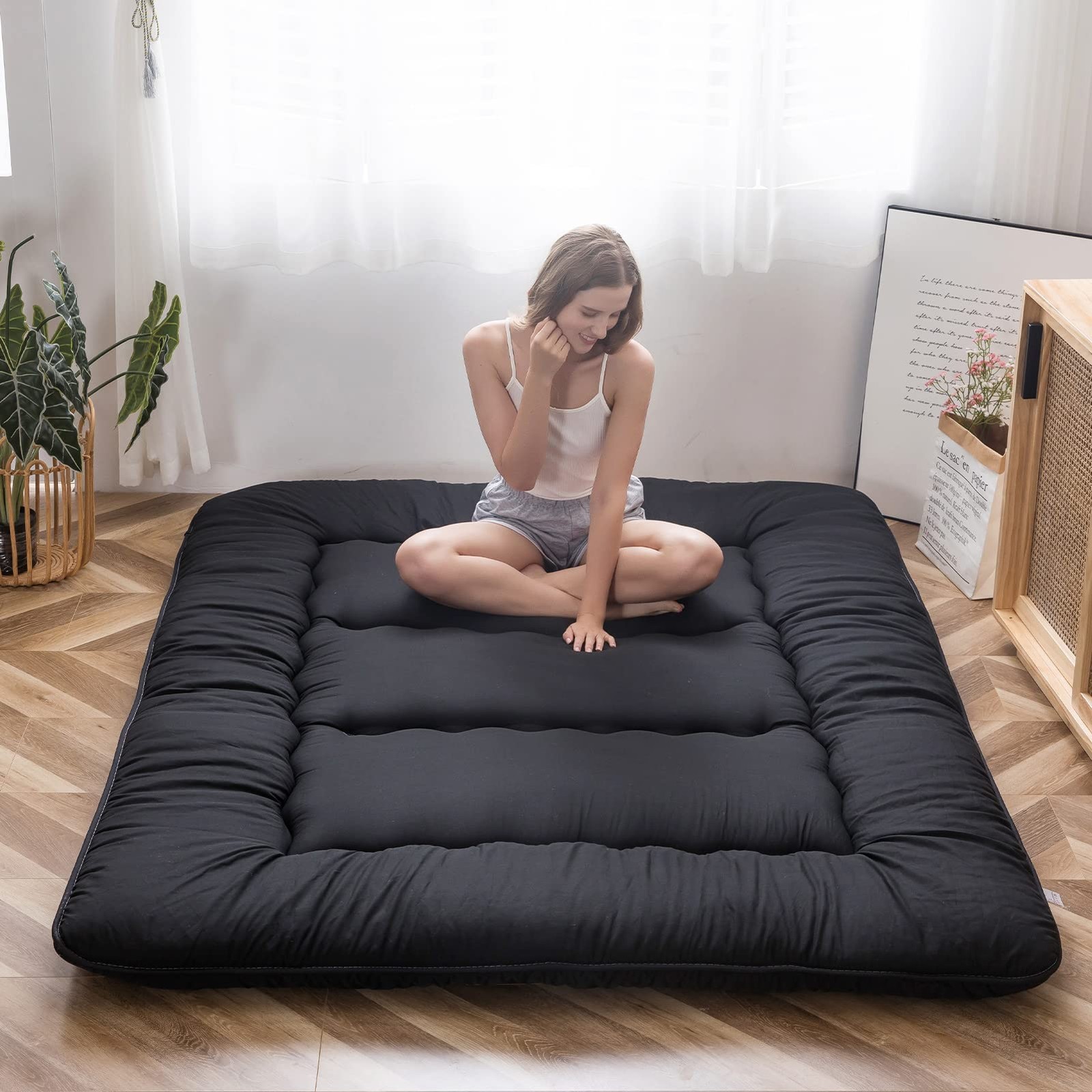 Maxyoyo Japanese Floor Mattress Futon Mattress, 4 Thicken Tatami Mat Sleeping Pa