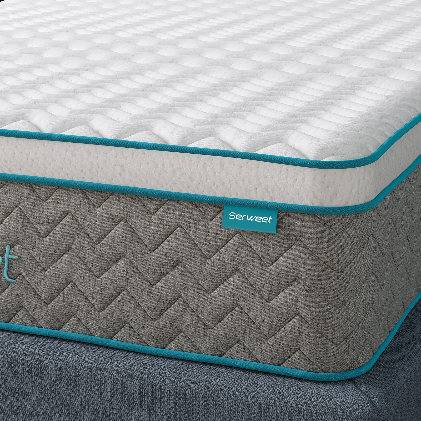 Serweet 8 Inch Bamboo Charcoal Memory Foam Mattress STB08T – White/Gray