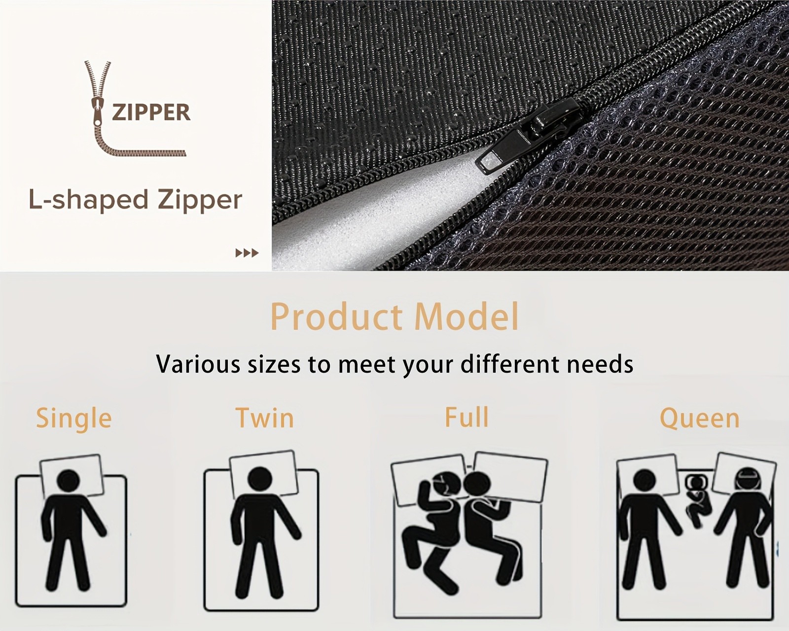 Folding Mattress 4/6in Tri-Fold Memory Foam Mattress Topper Washable Cover Queen
