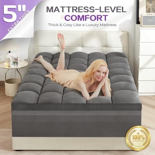 Dual Layer 5 Inch Memory Foam Mattress Topper Size, 2 Inch Gel King Dark Gray