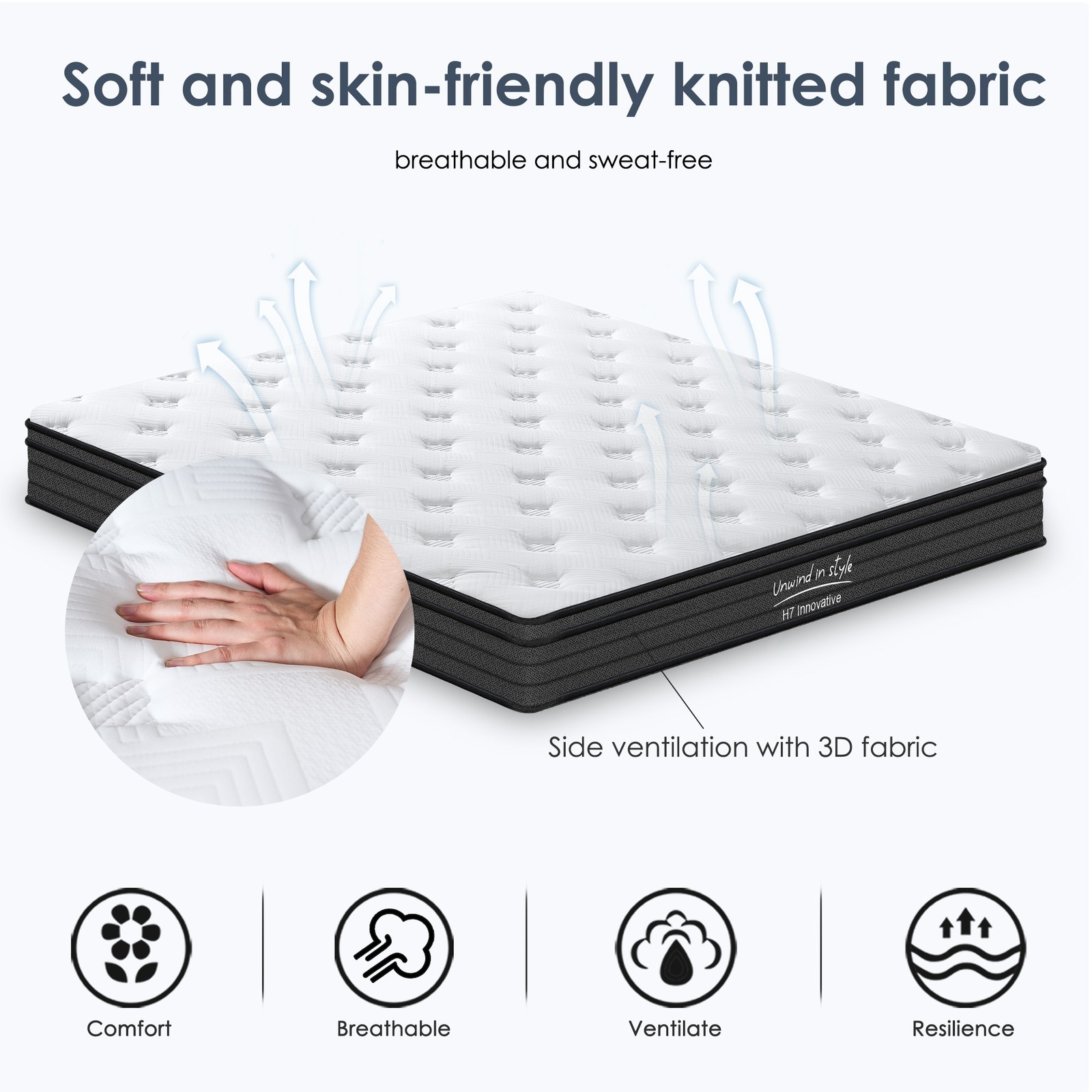 Queen Hybrid Mattress 12 Inch Pocketed Innerspring Medium Firm Pressure Relief