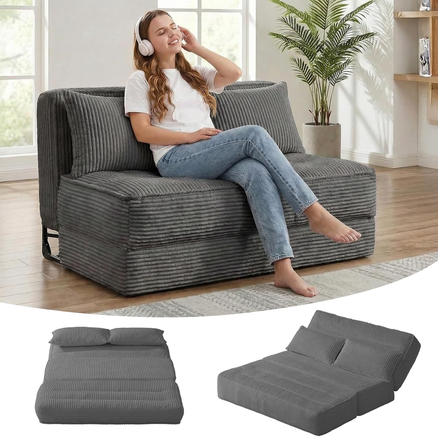 Convertible Folding Sofa Bed with Fixed Fre,Bonel Couch Loveseat