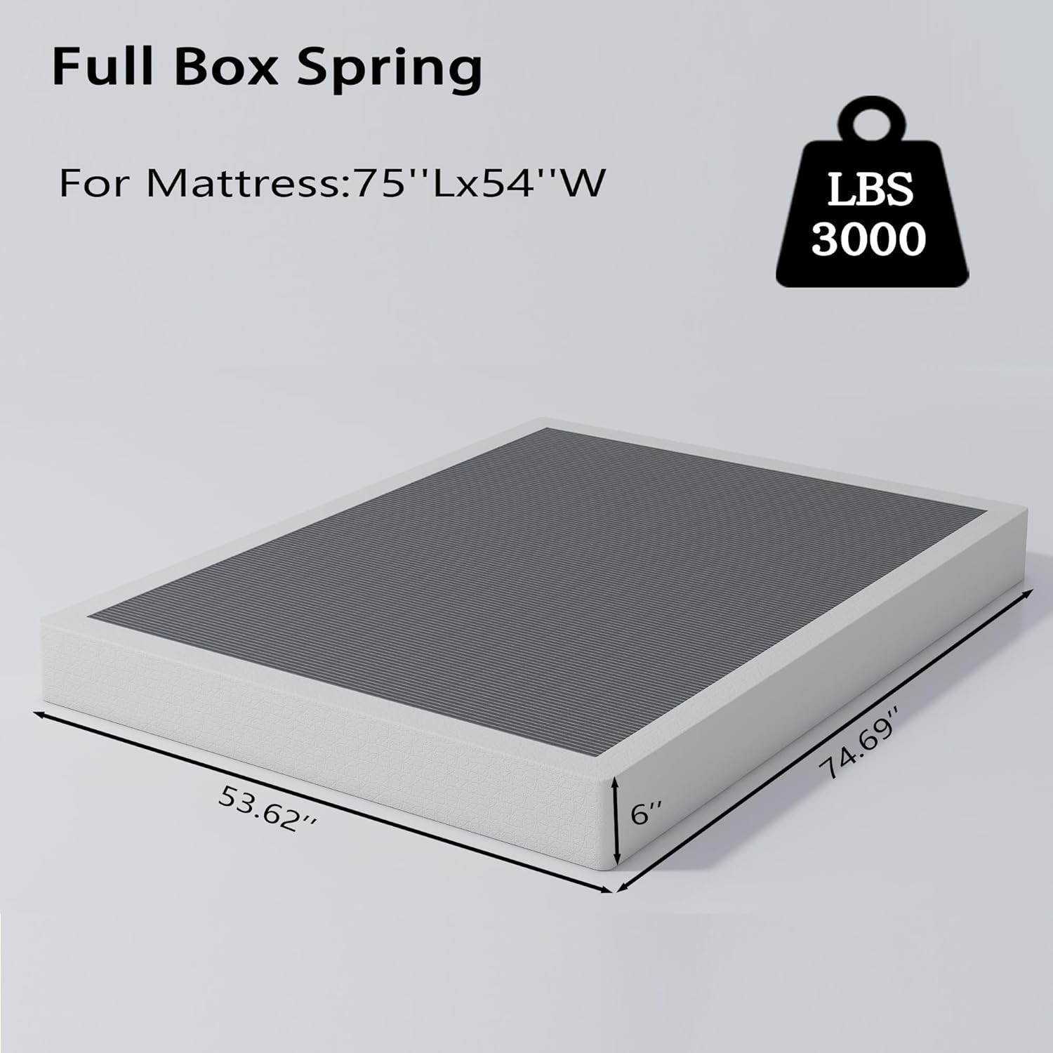 6 Inch Full Box Spring and Cover Set, Box Springs Full Size, Heavy Duty Mattr…