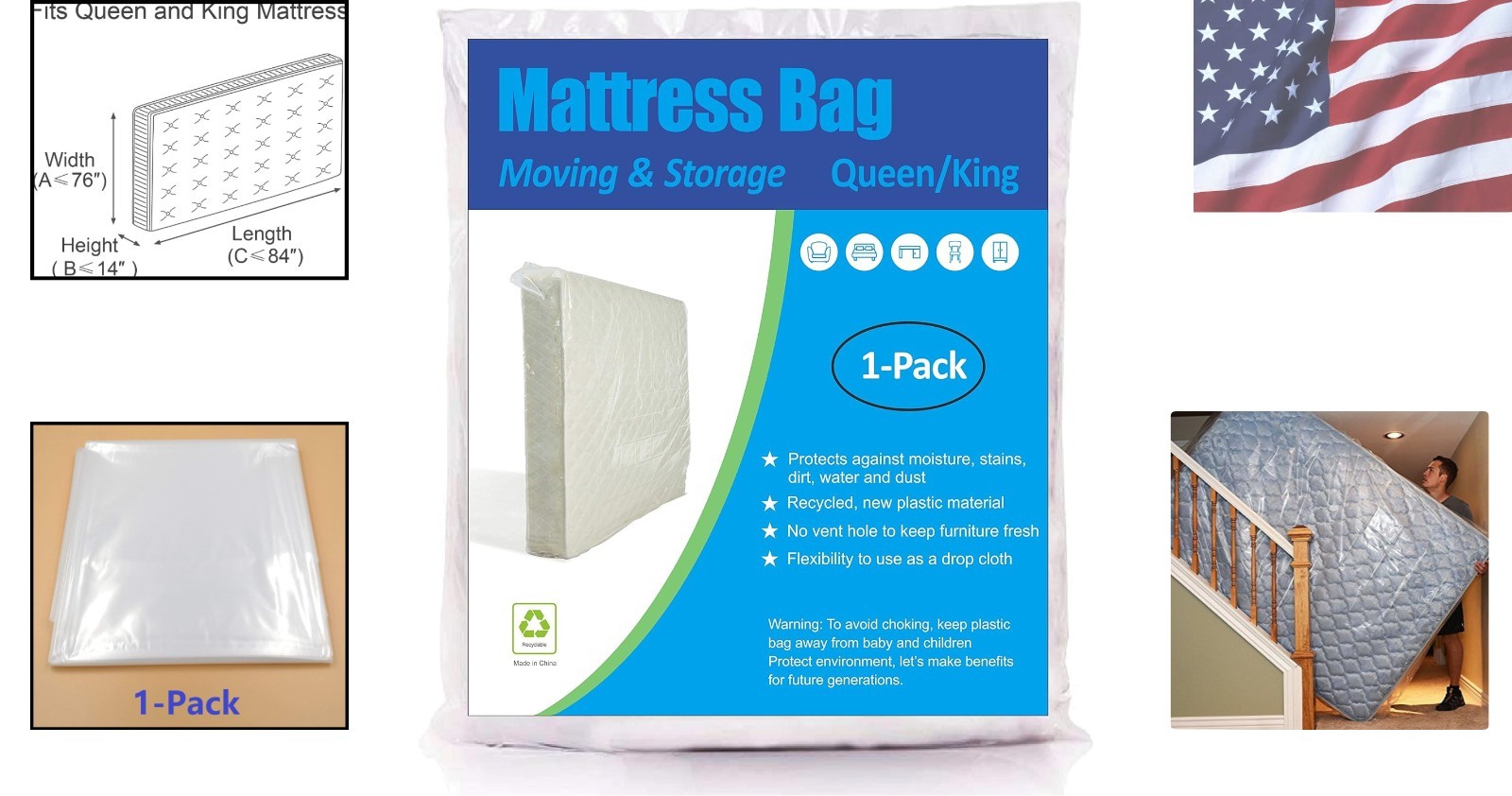 Clear Mattress Storage Bag for Queen and King Sizes – Lightweight and Durable