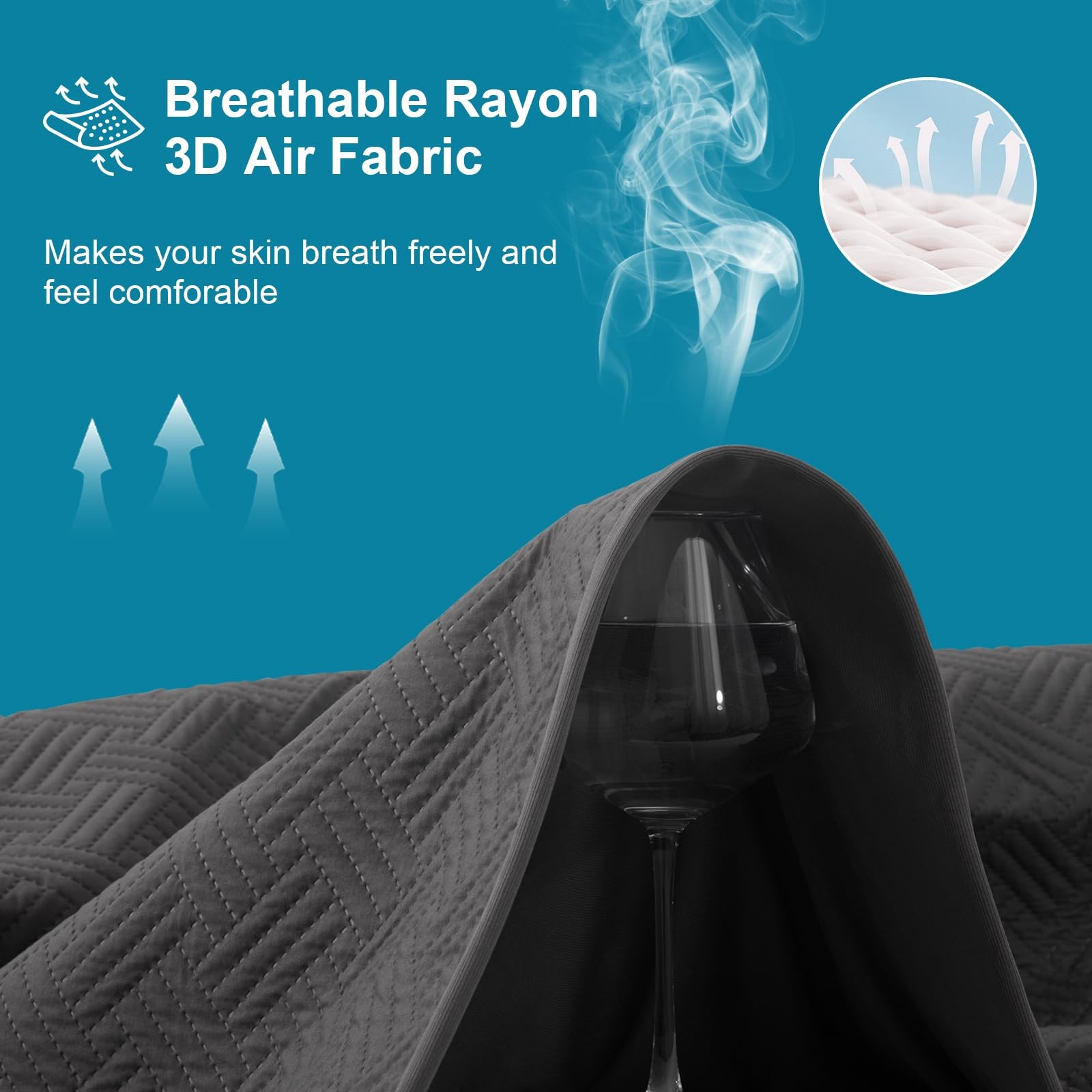 GOPOONY Waterproof Mattress Protector Queen Size – Breathable, Queen, Gray