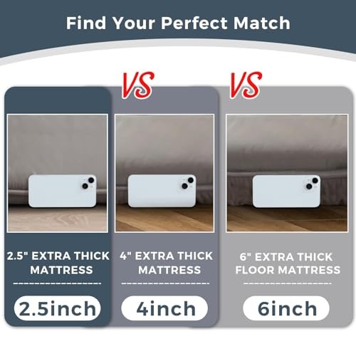 6″ Extra Thick Japanese Floor Mattress Futon Mattress, Queen Dark Grey